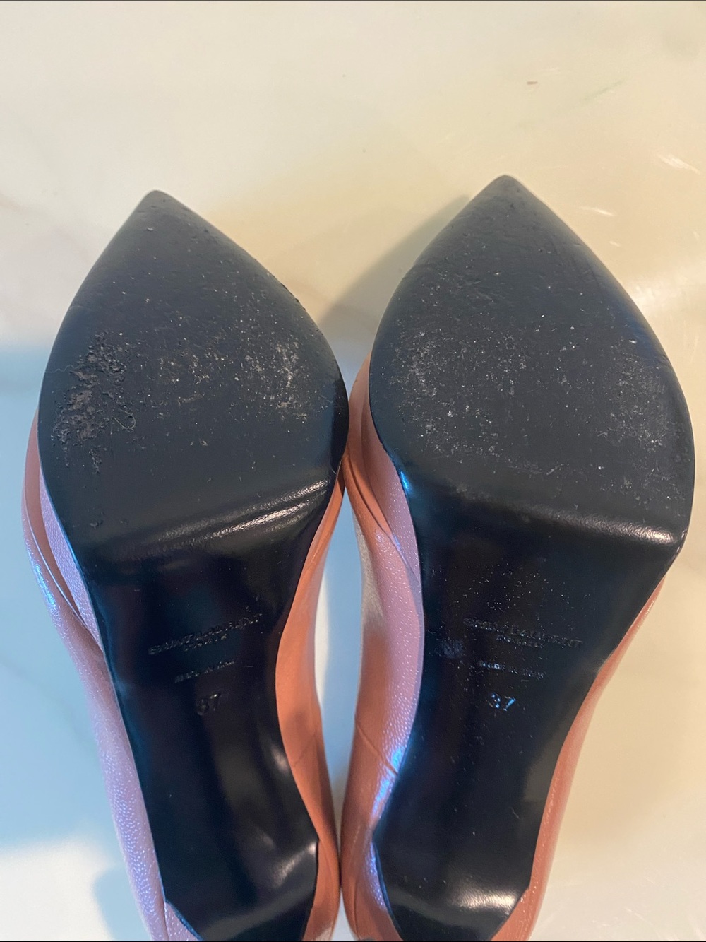Saint Laurent Dusty Pink Leather Platform Pumps - Picture 9 of 9
